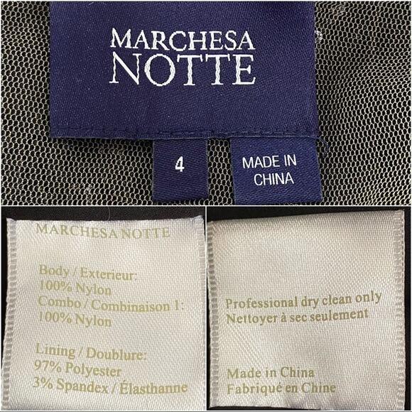 Marchesa Notte Runway Collection Mesh Sequin Cocktail Dress Womens Size 4 Black - Picture 14 of 15